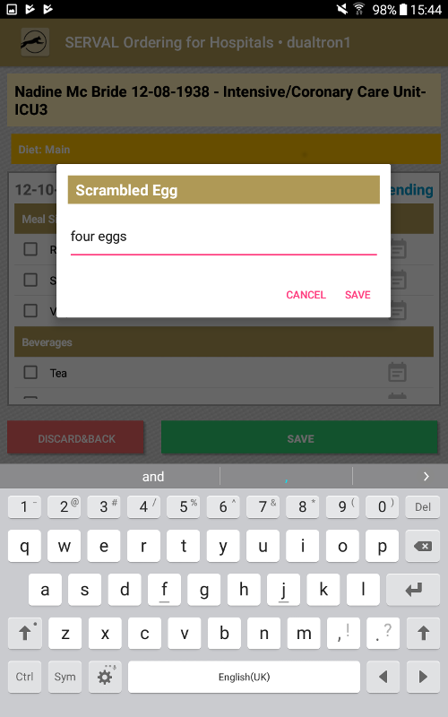 Freitextfeld für Sonderwünsche